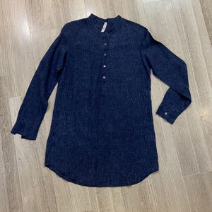 Nuthatch dark blue linen long sleeve tunic dress